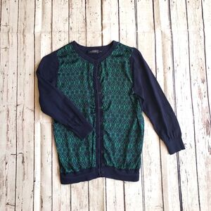 The Limited navy blue kelly green cardigan size small